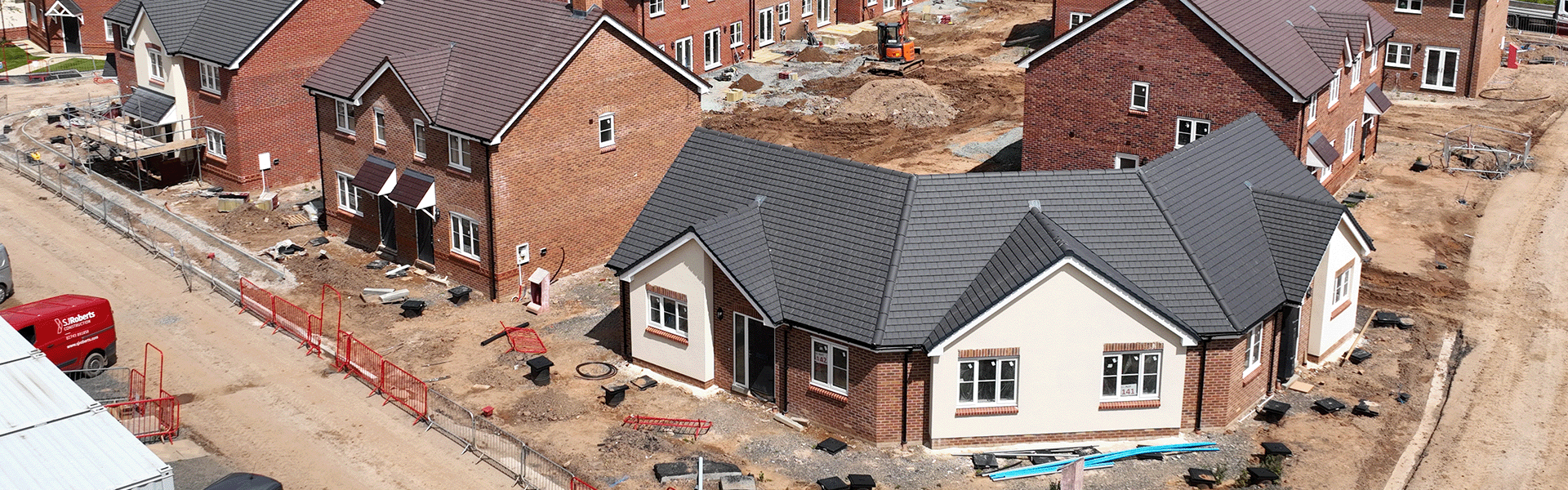 Ariel shot of new homes being built